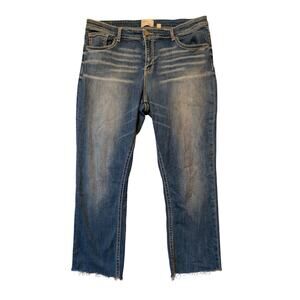 BKE Denim Women's Payton Faded Wash Raw Hem Casual Straight Leg jeans 36x31.5